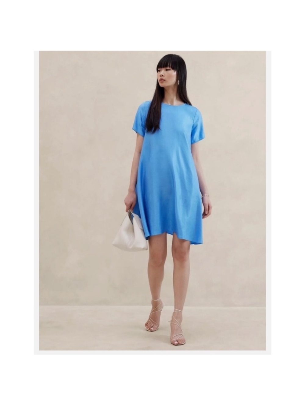 Banana Republic Relaxed Blue Short-Sleeve Mini Dress - Women's